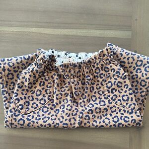 Mini Biden Leopard Print Elastic Waist Pants- Tan & Navy